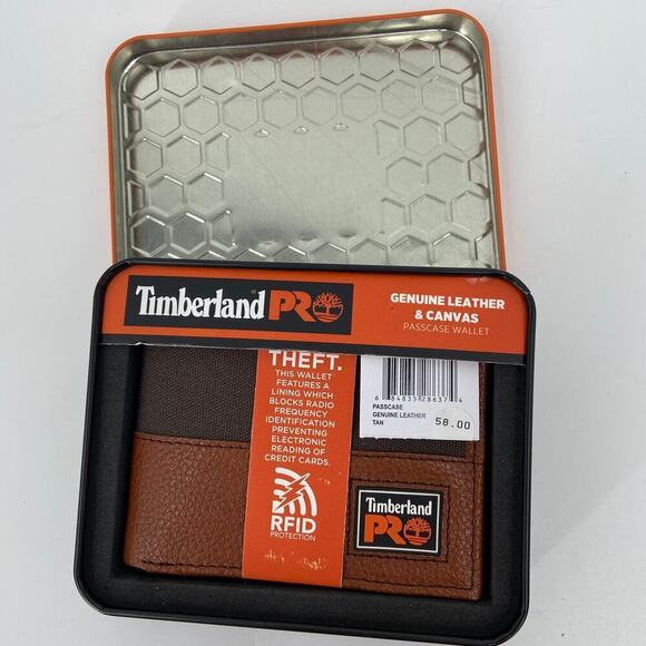 Timberland Mens RFID Wallet Passcase Brown Pro Leather With ID Slot Gift Box - Picture 9 of 9